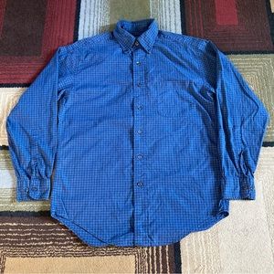 Brooks Brothers 346 Checkered Blue White Button Down Shirt Long Sleeve Men Sz S